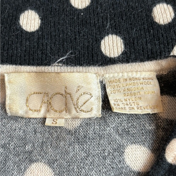 Cache Y2K Beaded Vintage Lambswool Ace Cards Christmas Cowl Sweater Size Small - Picture 2 of 15